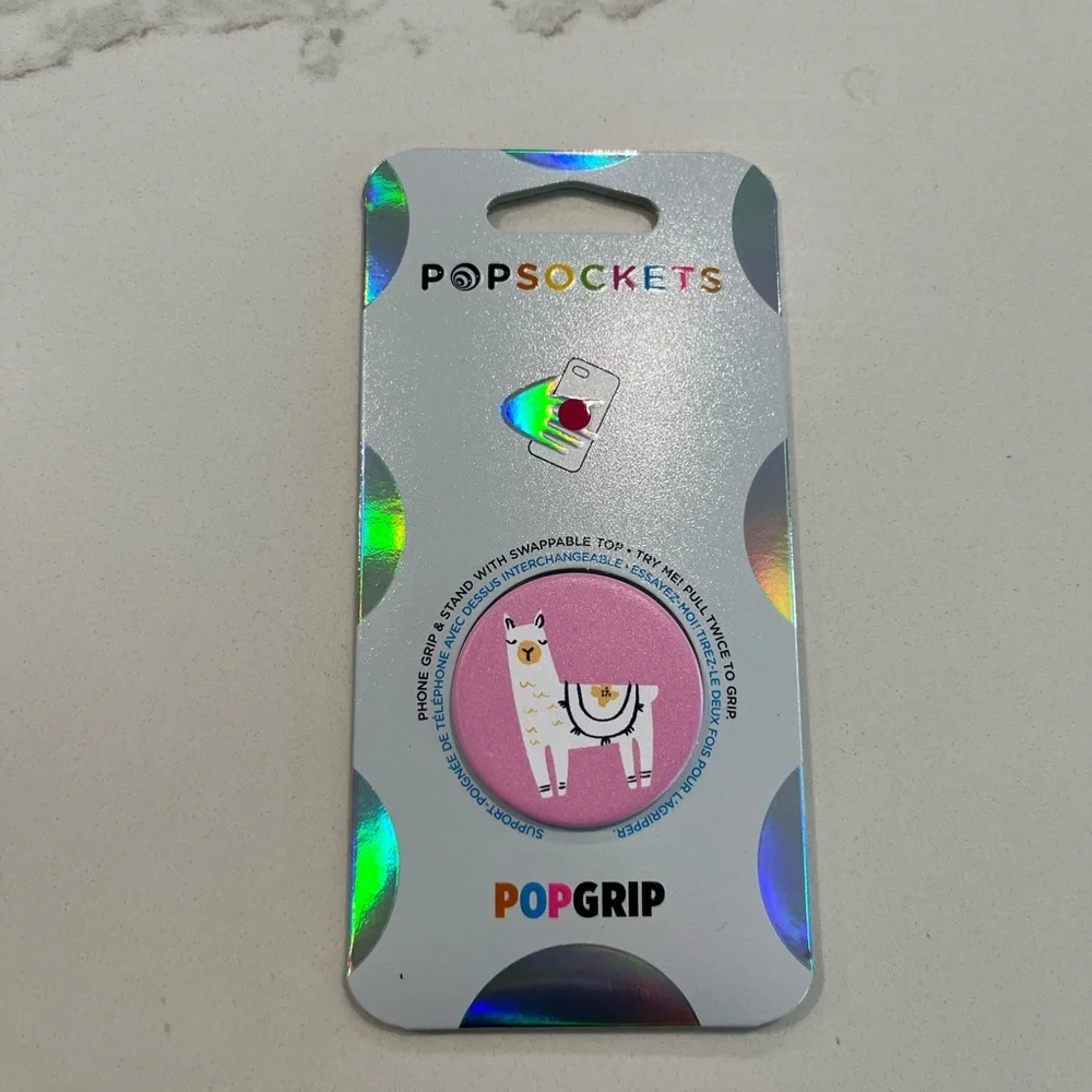 PopSocket PopGrip Phone Grip - Pink Llama Graphic